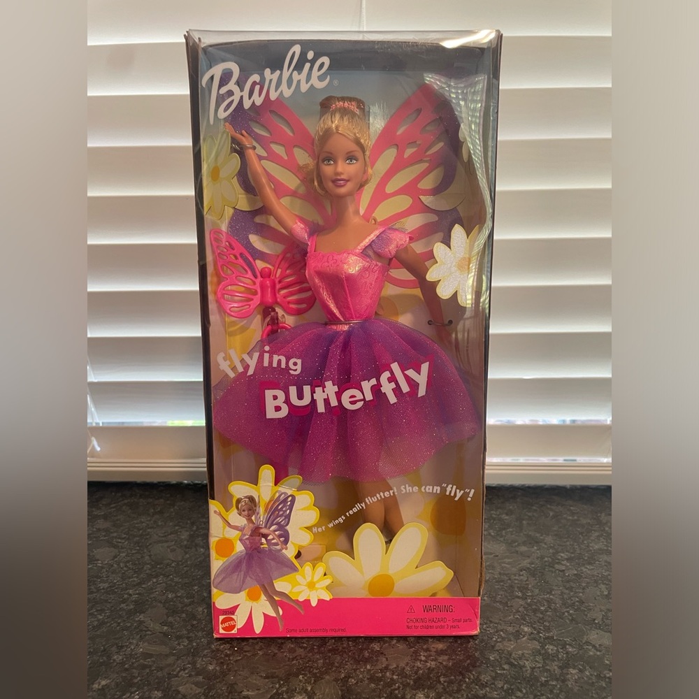 2000 Barbie Flying Butterfly Doll Mattel 29345 New In Box